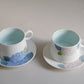 Hydrangea Cup and Saucer Set Handmade by JiuHuaJu